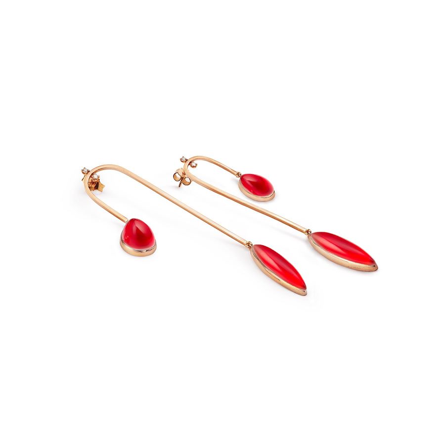 Orecchini Amo curvo lungo - red AURUM | OR AMO CRV LAU9R ROSSO CT.0,08